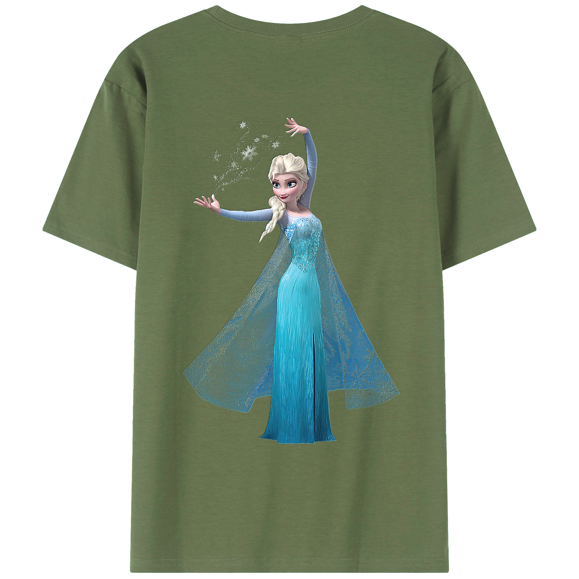 （画像用） アナと雪の女王 アンナ エルサ Frozen Anna Elsa 綿100％ メンズ半袖Tシャツ（バックプリント） 通気性
